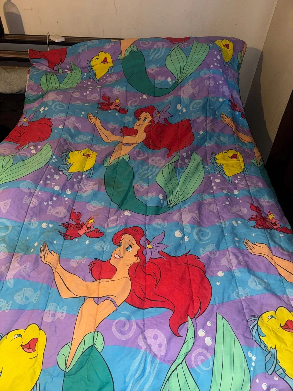 Vintage 1989 Disney The Little Mermaid double sided Comforter Bedding